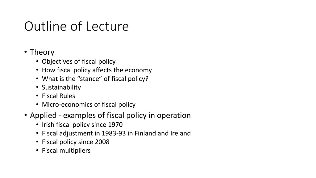 outline of lecture