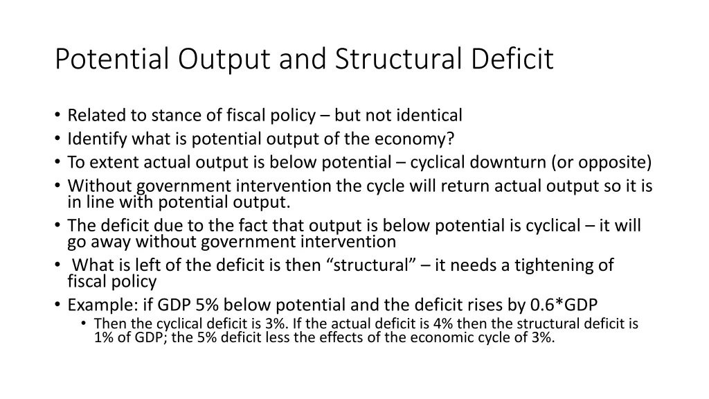 potential output and structural deficit