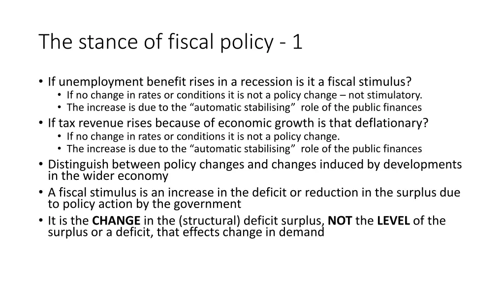 the stance of fiscal policy 1