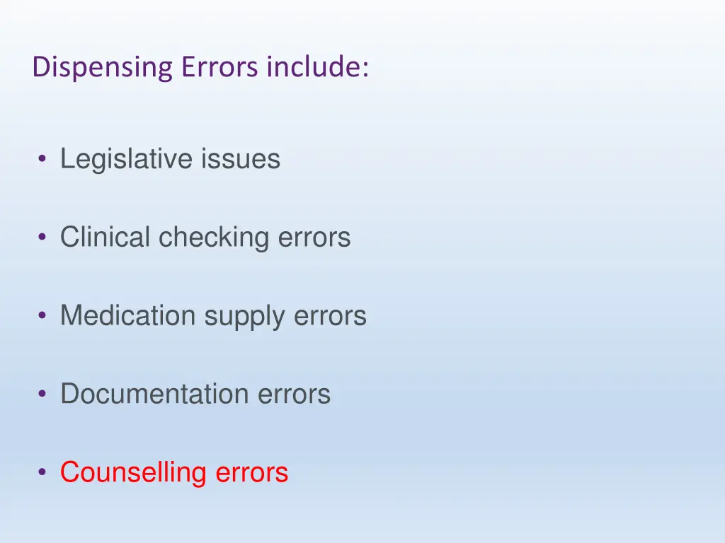 dispensing errors include