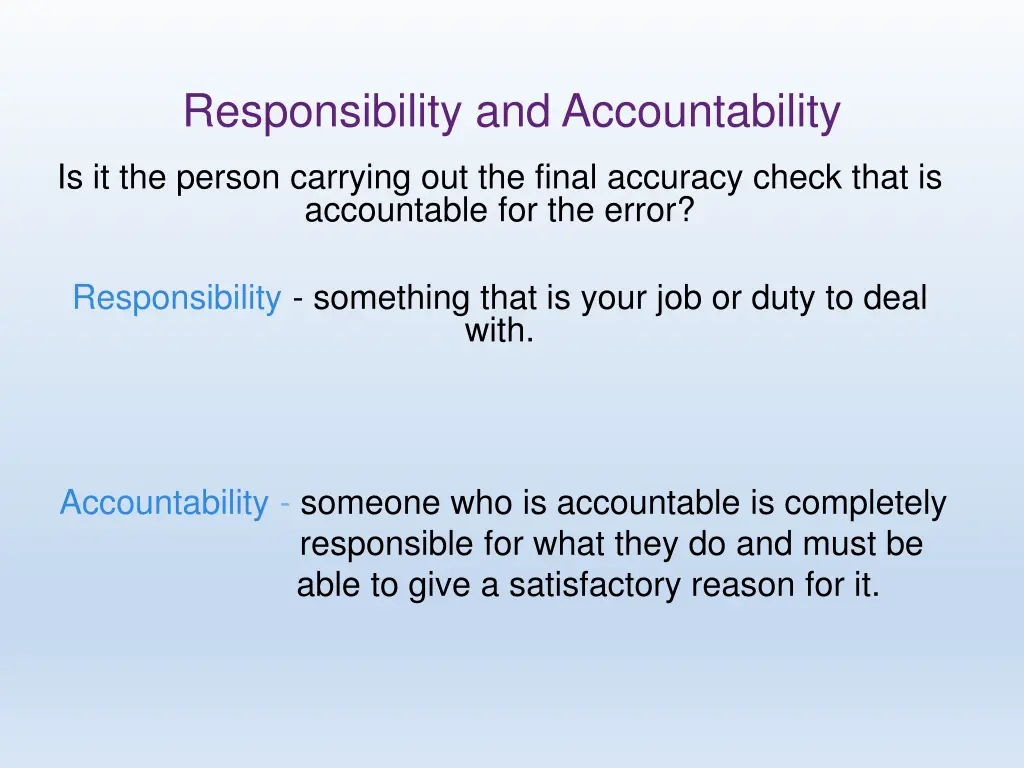 responsibility and accountability