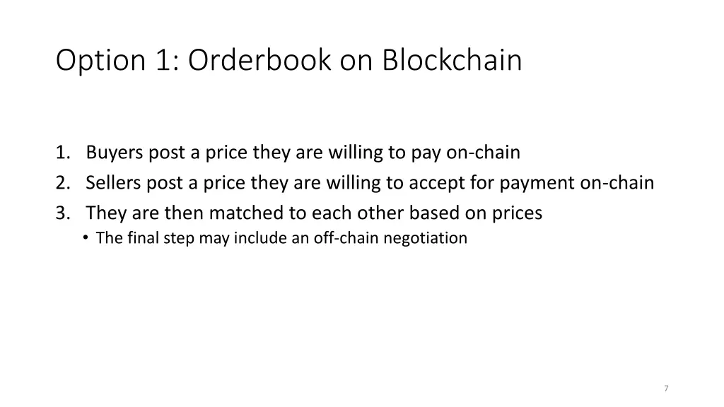 option 1 orderbook on blockchain