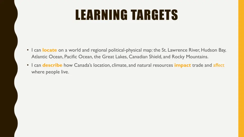 learning targets