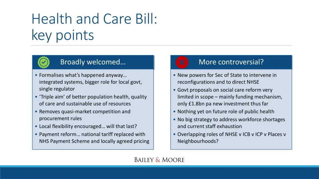 health and care bill key points