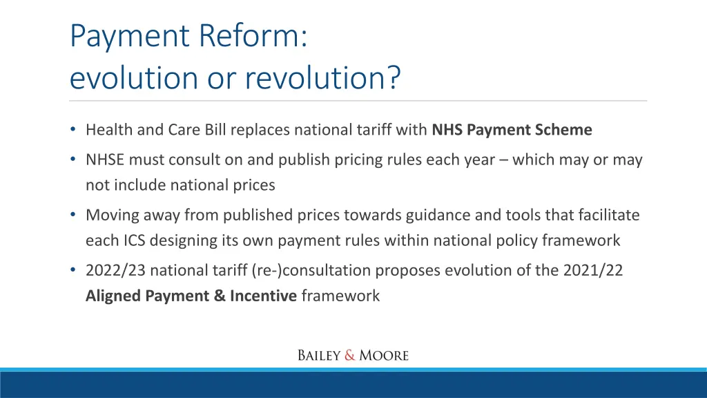 payment reform evolution or revolution