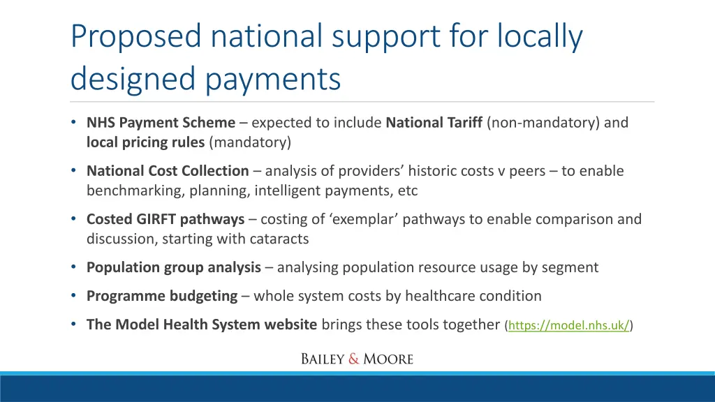 proposed national support for locally designed