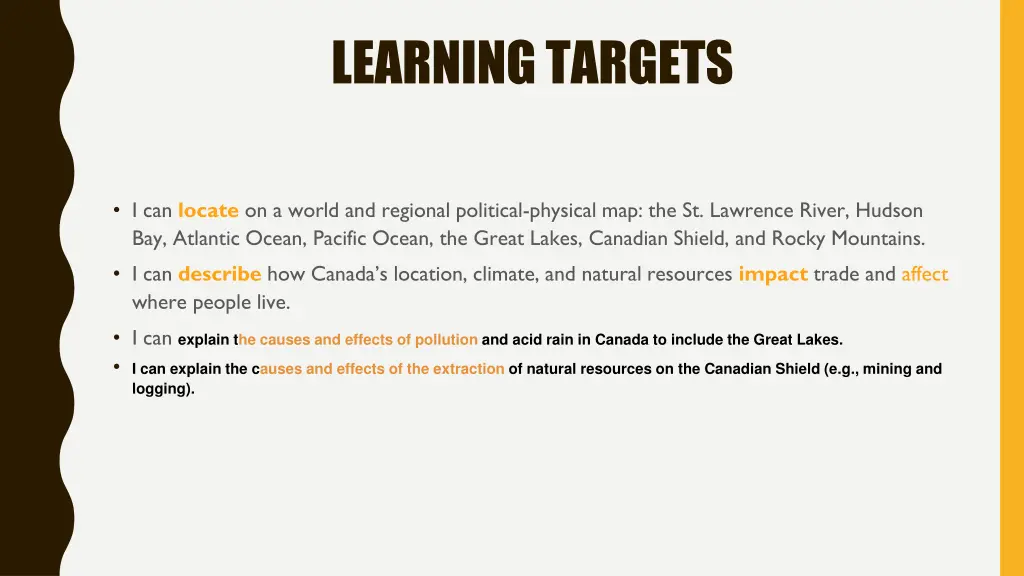 learning targets