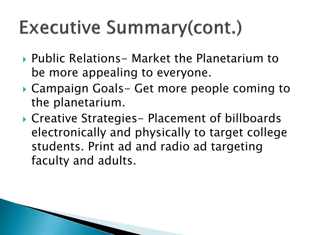 public relations market the planetarium