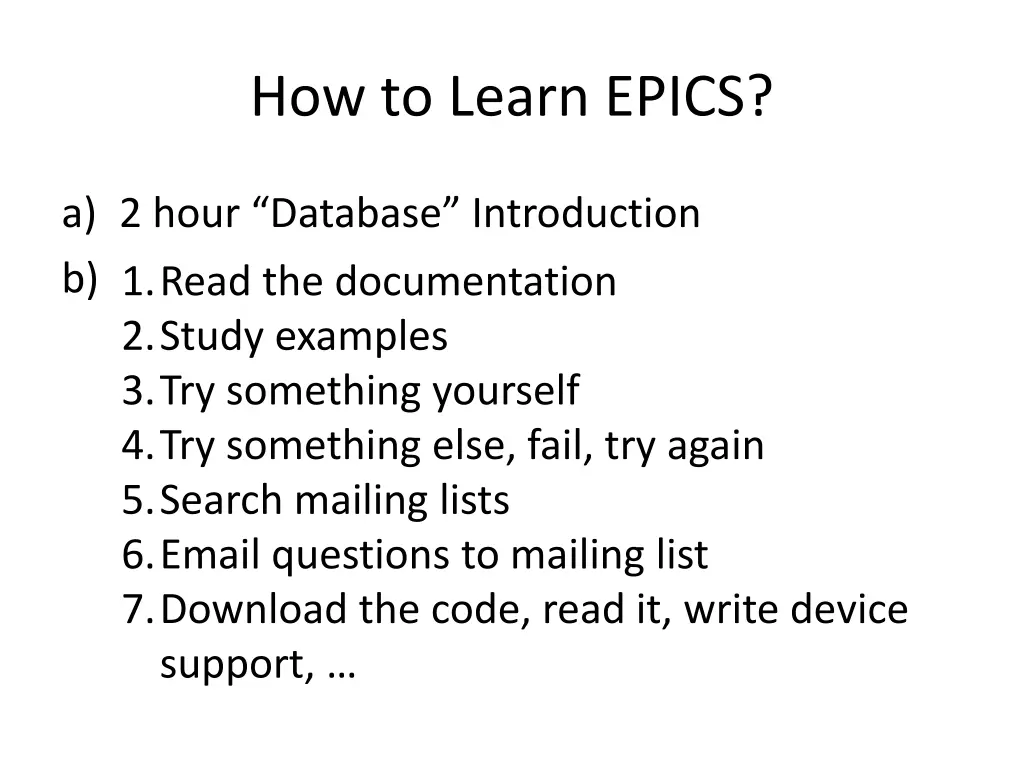 how to learn epics