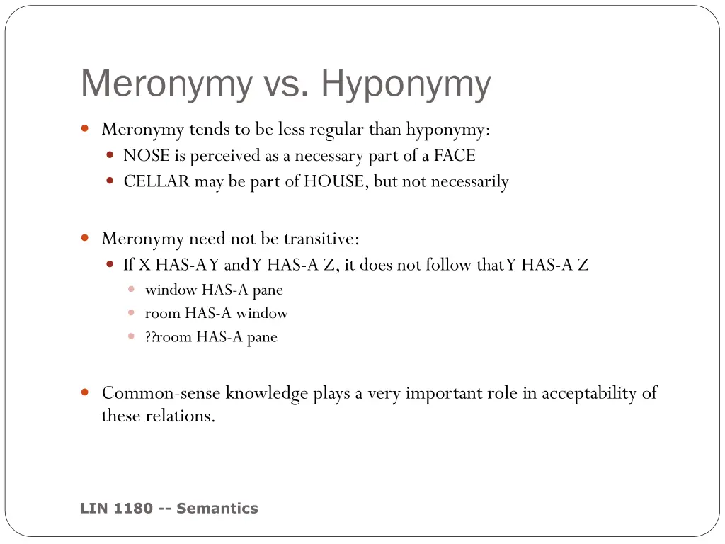 meronymy vs hyponymy