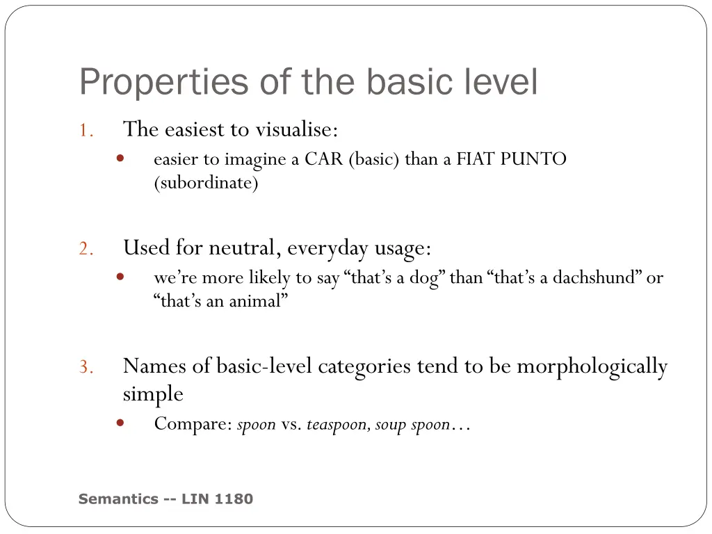 properties of the basic level the easiest