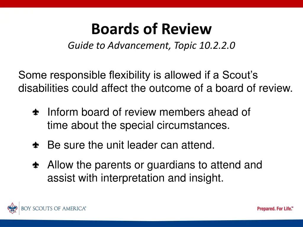 boards of review guide to advancement topic