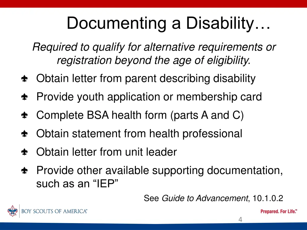 documenting a disability