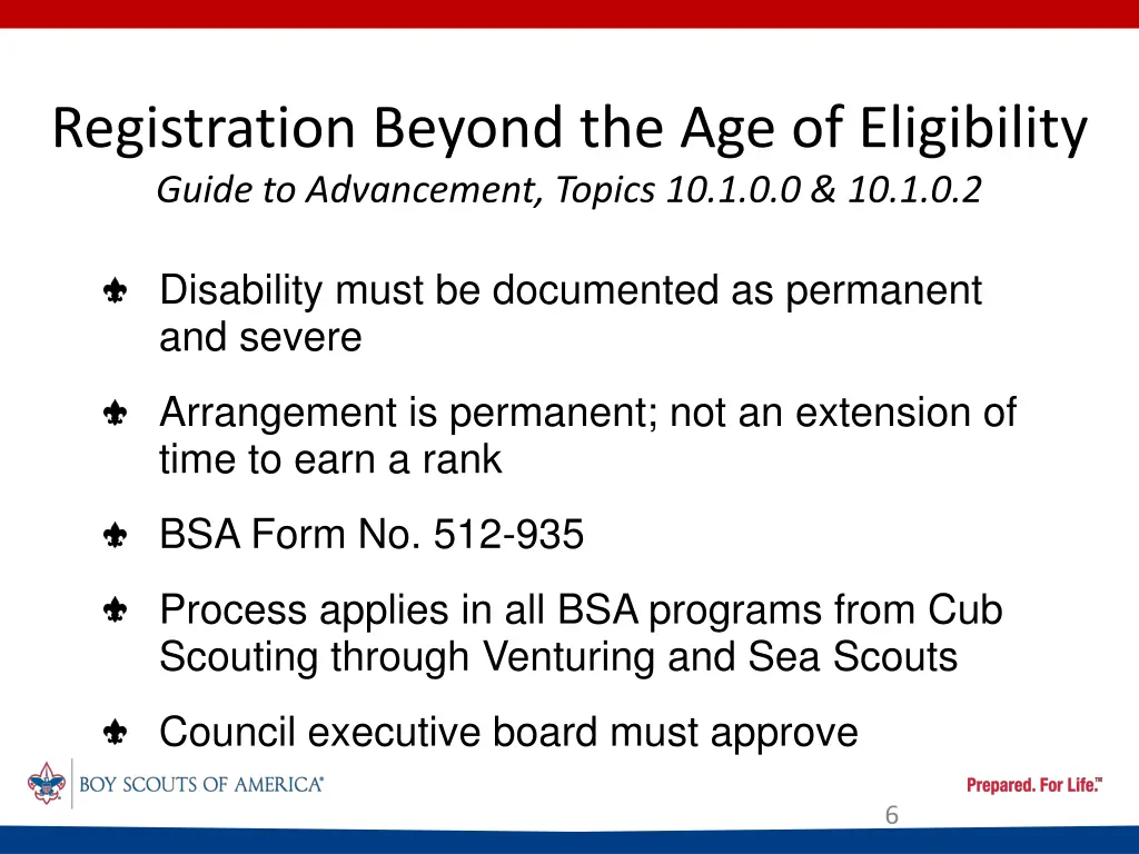 registration beyond the age of eligibility guide