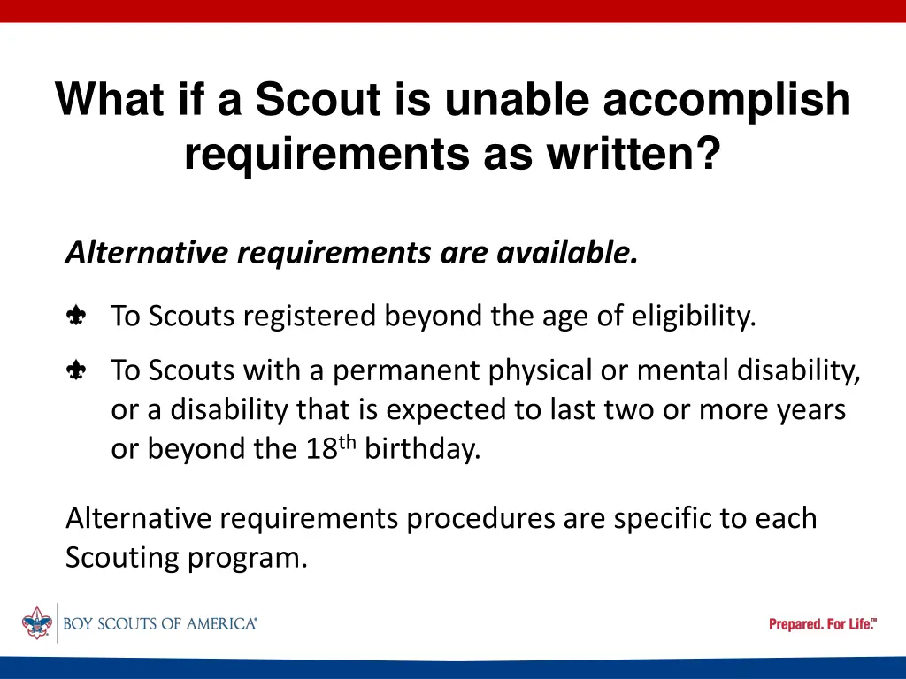 what if a scout is unable accomplish requirements