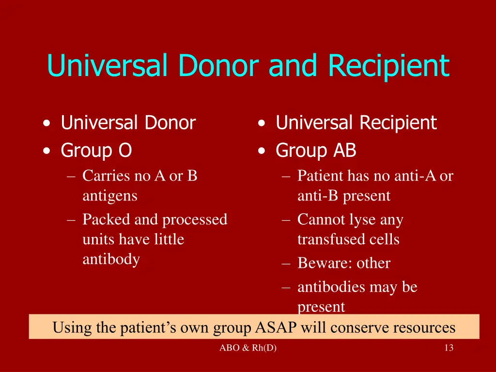 universal donor and recipient