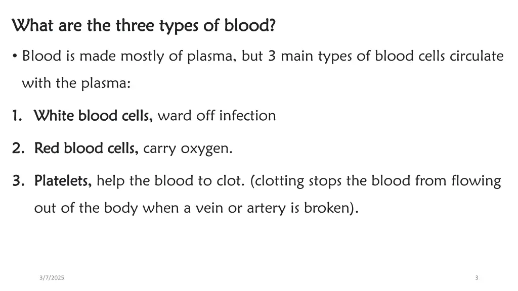 what are the three types of blood what