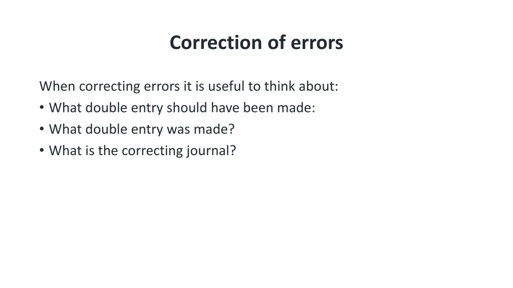 correction of errors