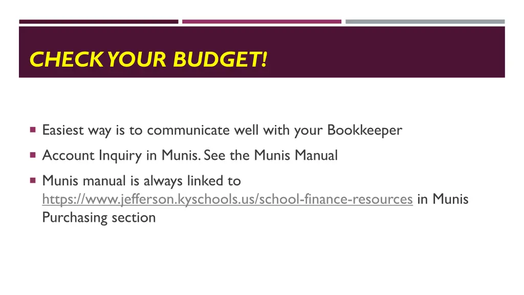 check your budget