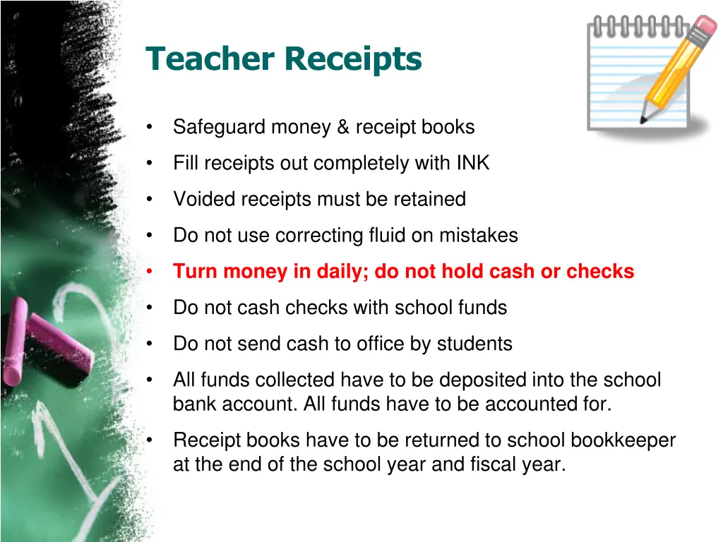 teacher receipts