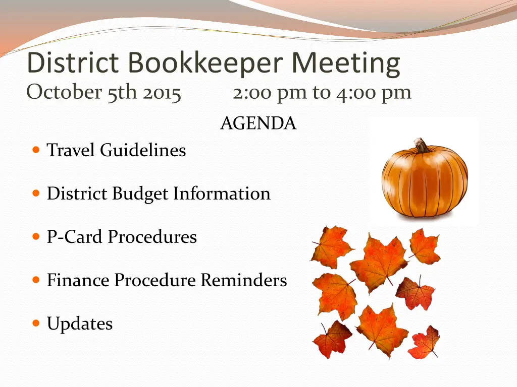 district bookkeeper meeting october 5th 2015