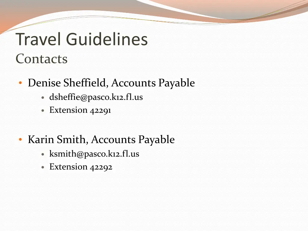 travel guidelines contacts