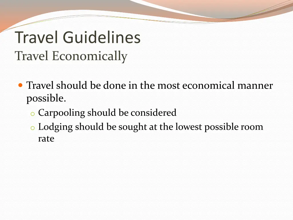 travel guidelines travel economically