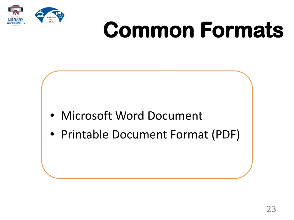 common formats common formats