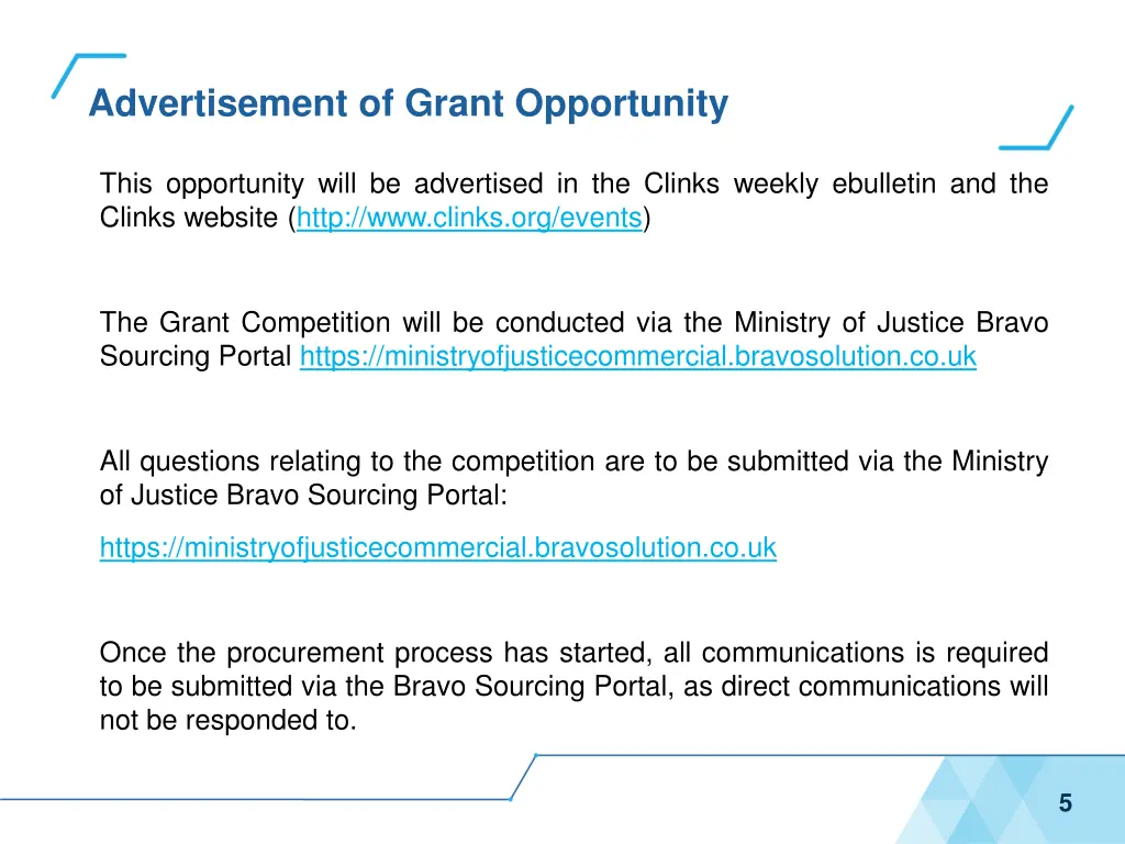 advertisement of grant opportunity