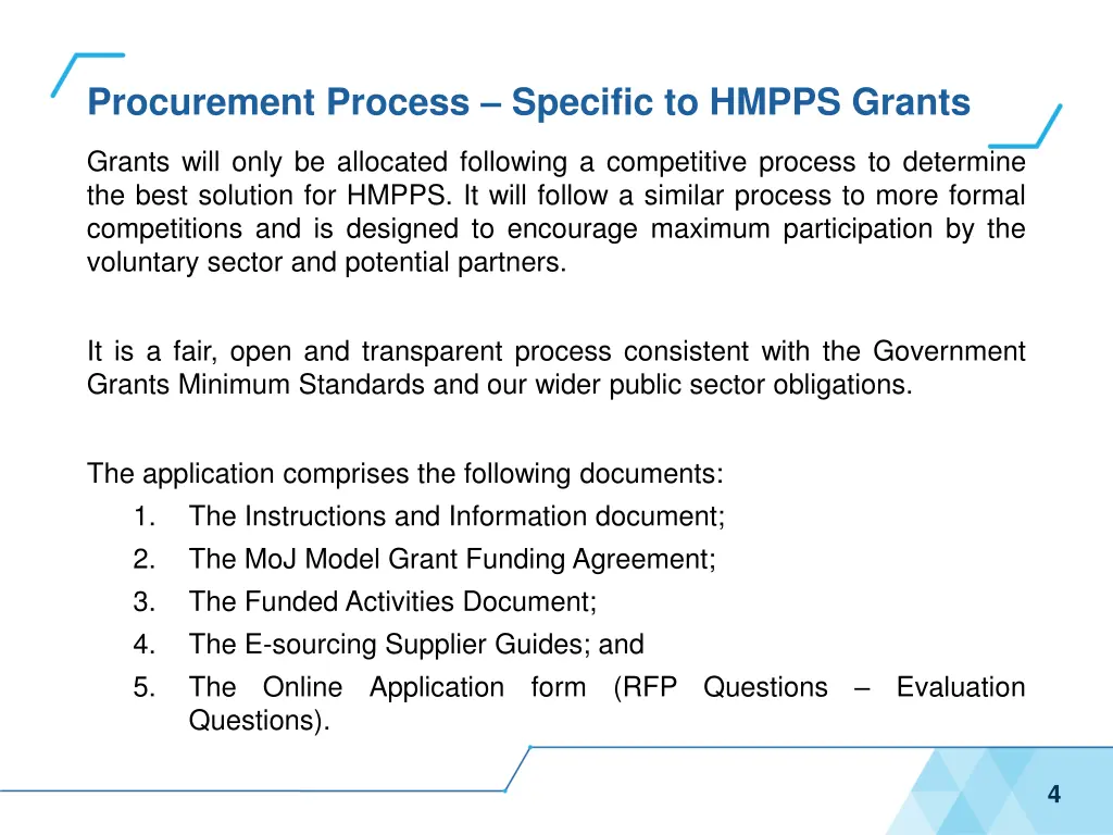 procurement process specific to hmpps grants