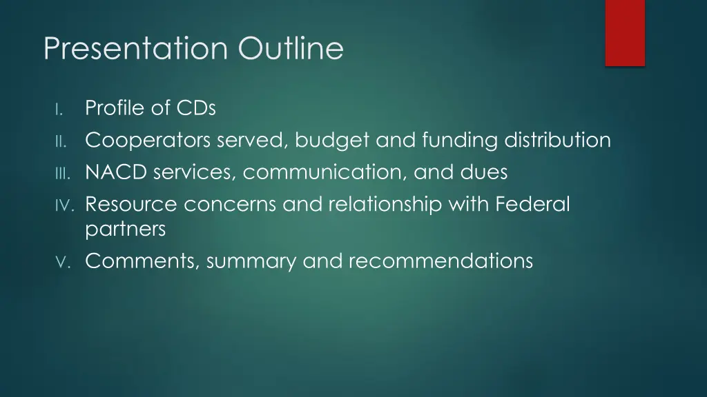presentation outline