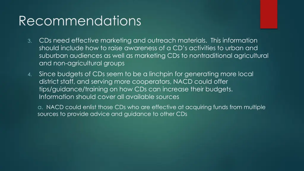 recommendations 1