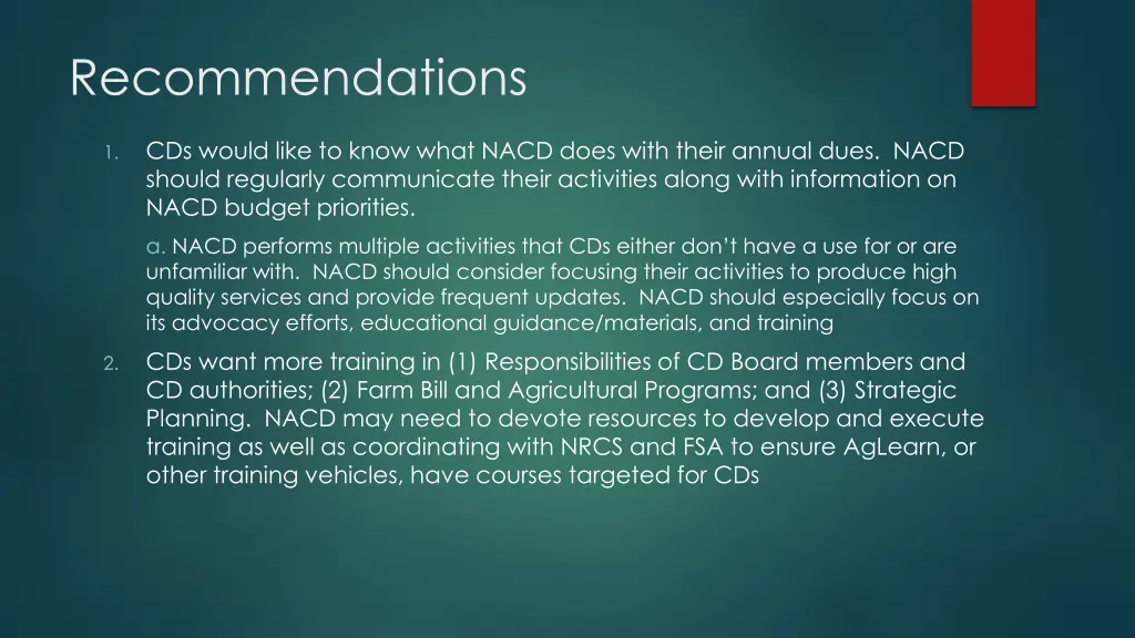 recommendations