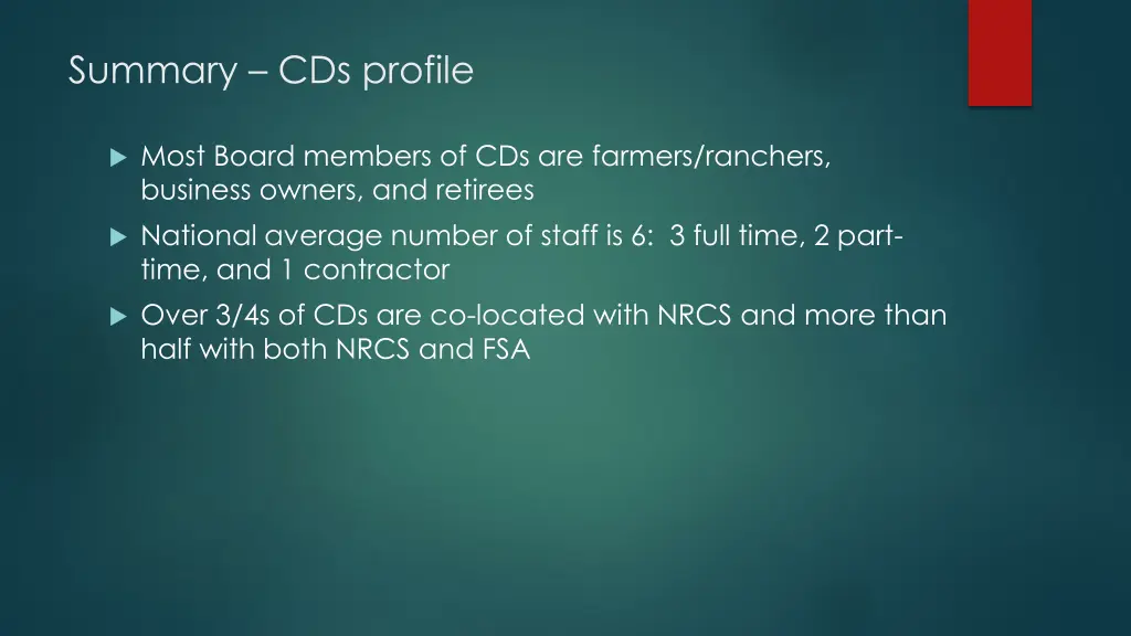 summary cds profile