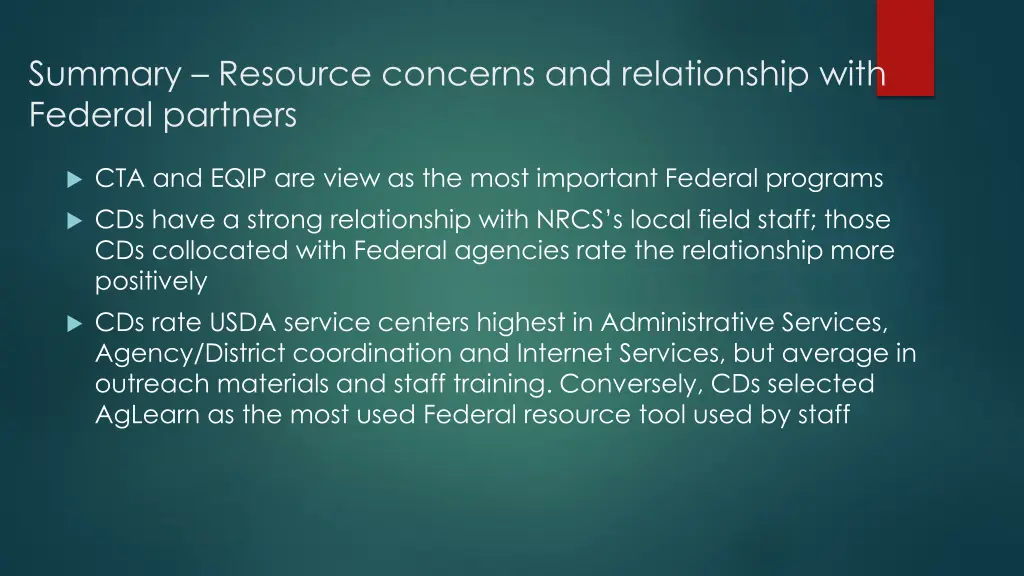 summary resource concerns and relationship with