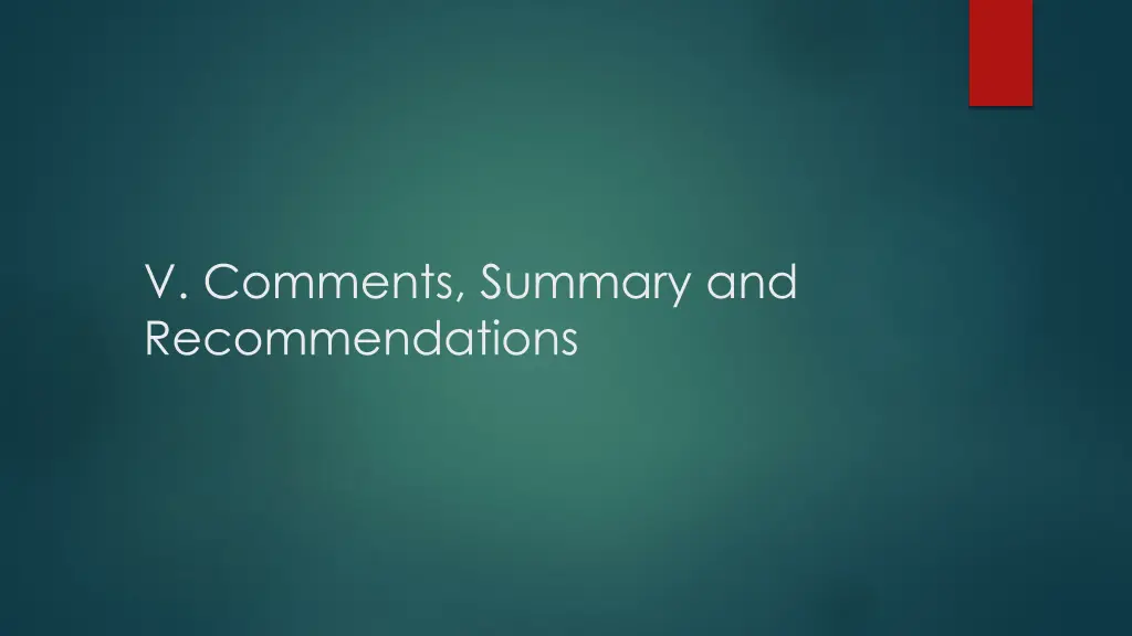 v comments summary and recommendations