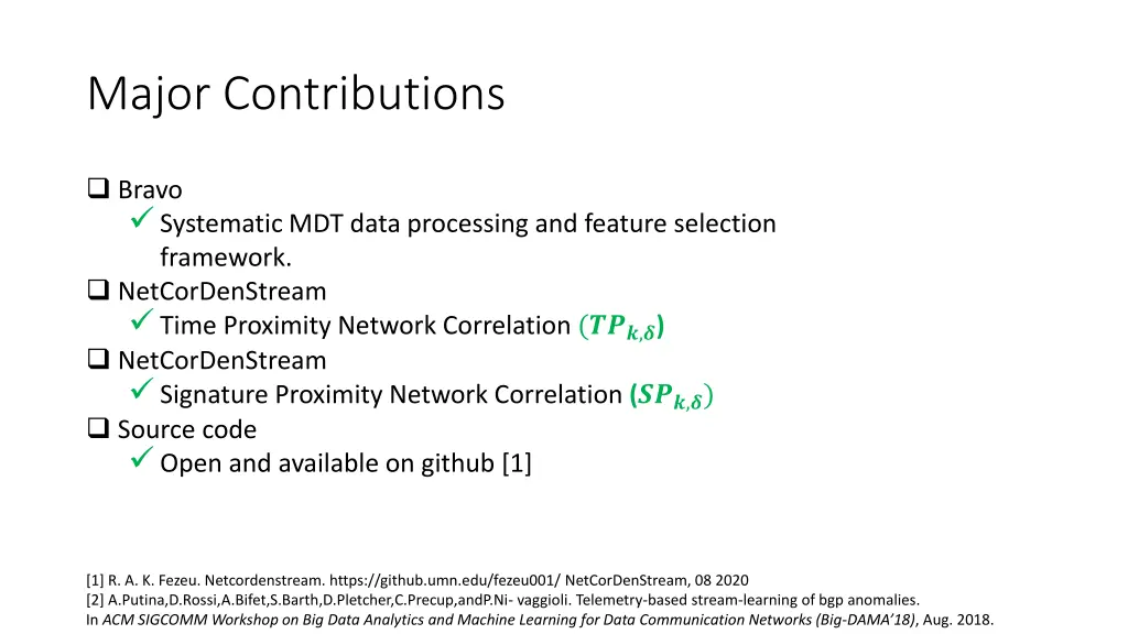 major contributions