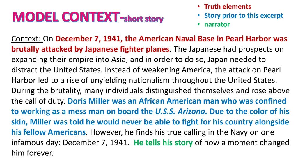 truth elements story prior to this excerpt 1