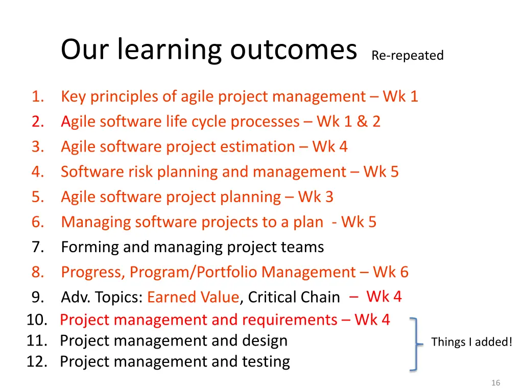 our learning outcomes