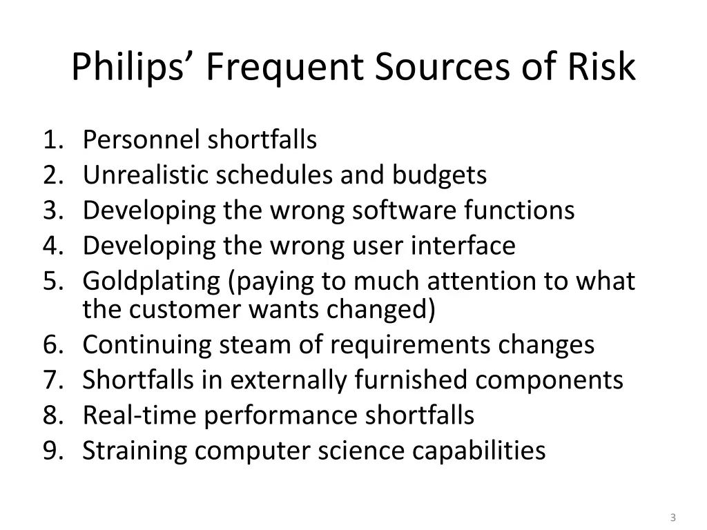 philips frequent sources of risk