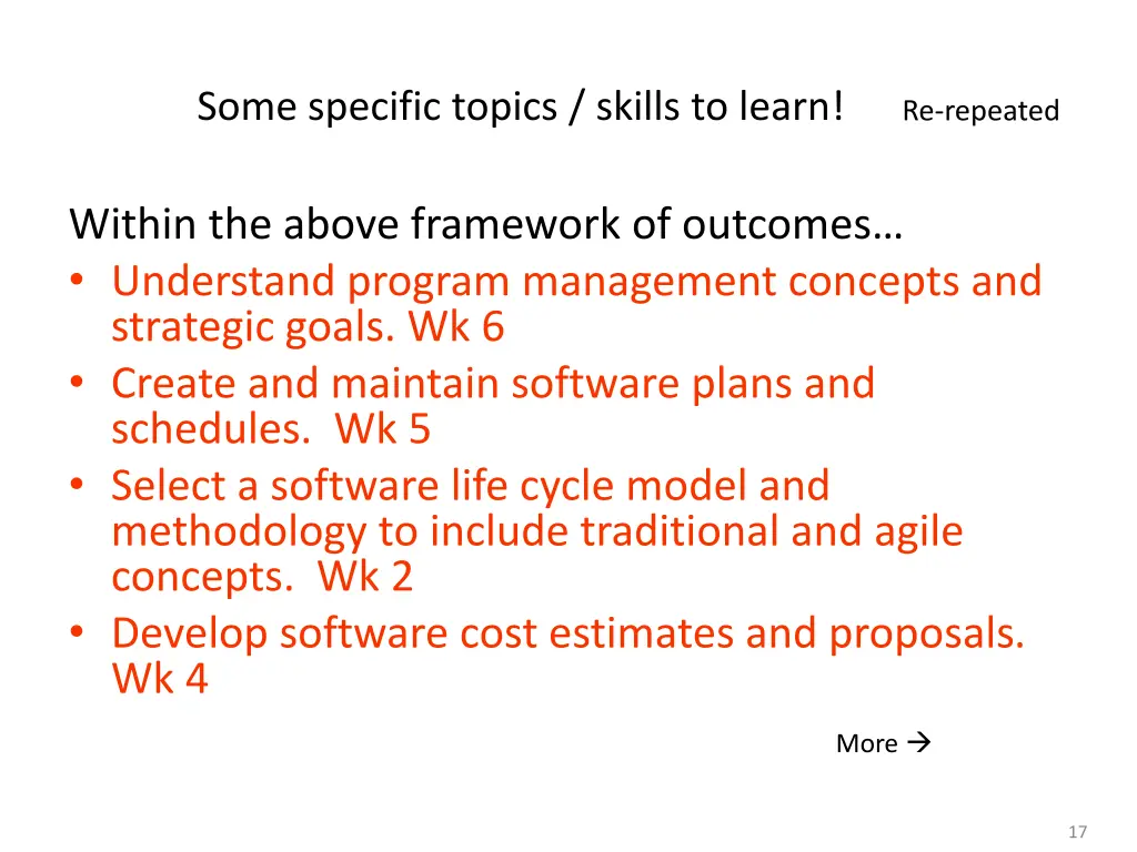 some specific topics skills to learn