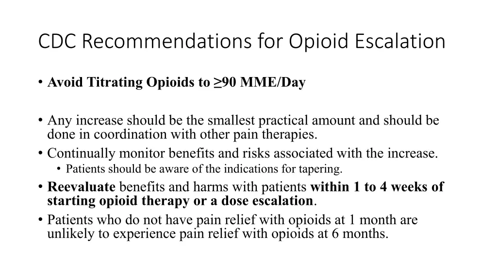 cdc recommendations for opioid escalation