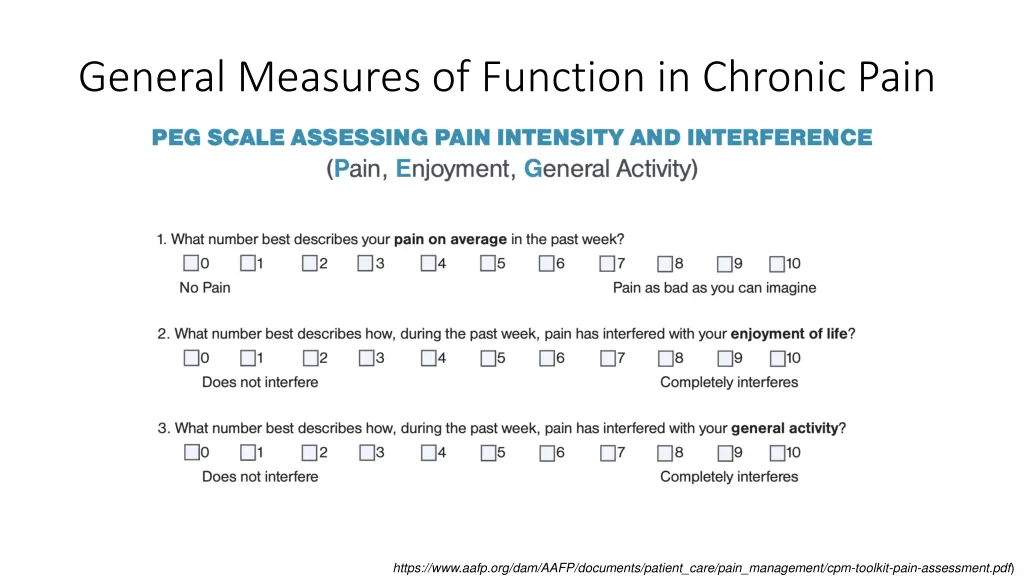general measures of function in chronic pain 1