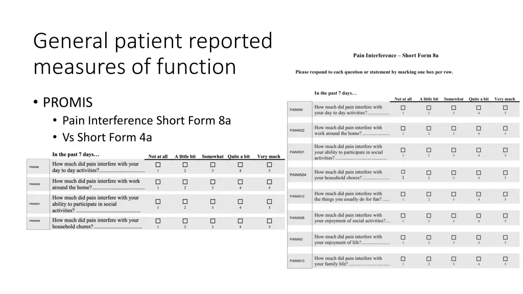 general patient reported measures of function