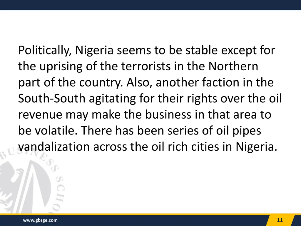 politically nigeria seems to be stable except