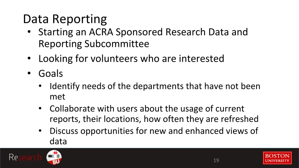 data reporting starting an acra sponsored