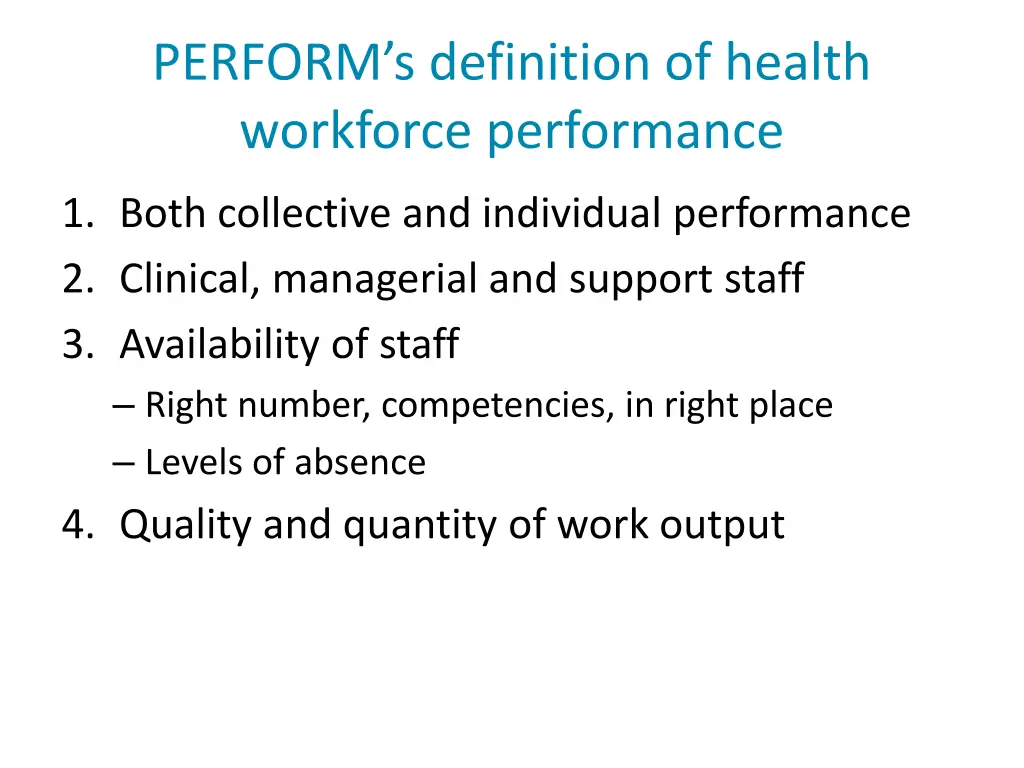 perform s definition of health workforce