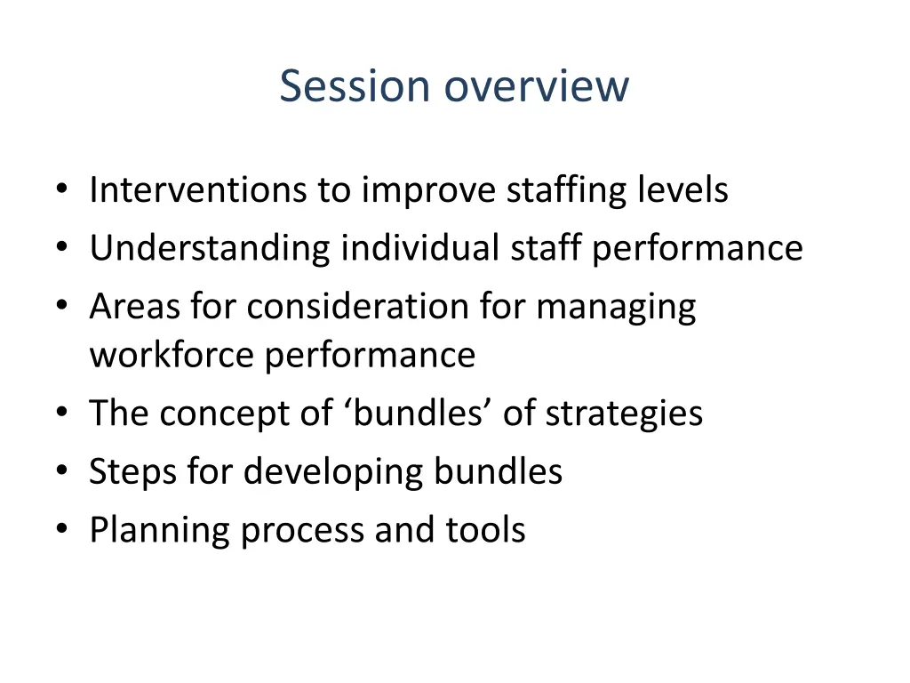 session overview
