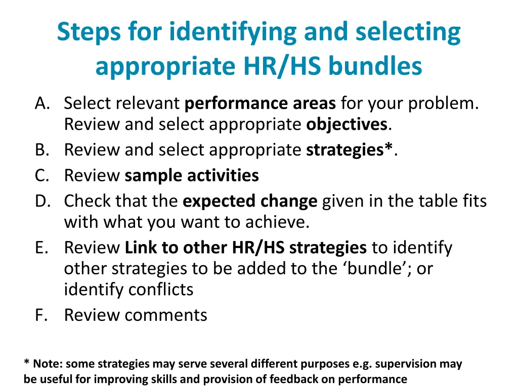 steps for identifying and selecting appropriate