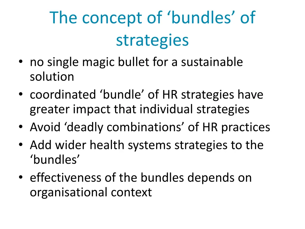 the concept of bundles of strategies no single